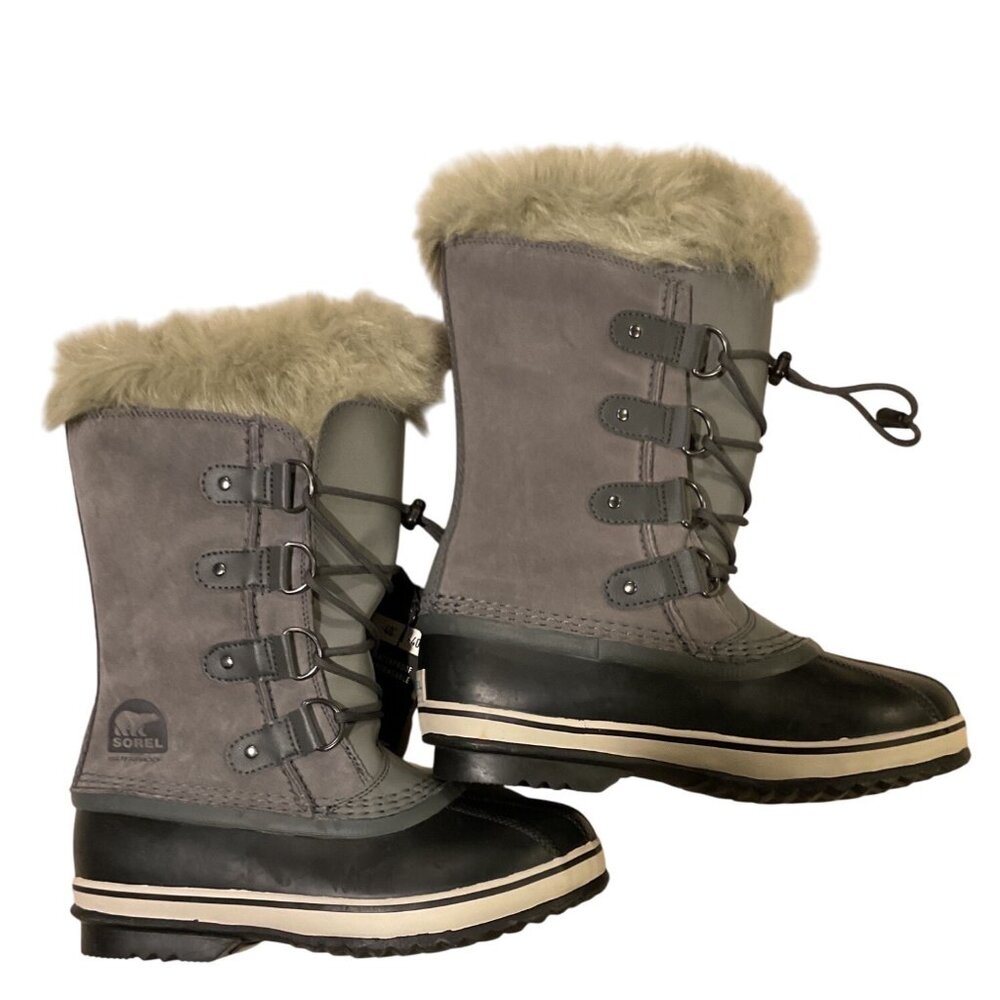 NWT Sorel Womens Waterproof Winter Boots Faux Fur Lining -40°F Rating Gray/Black